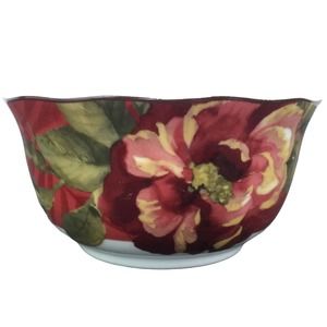 222 Fifth Belize Red Floral Fine Porcelain Dessert Soup Cereal Bowl Replacement